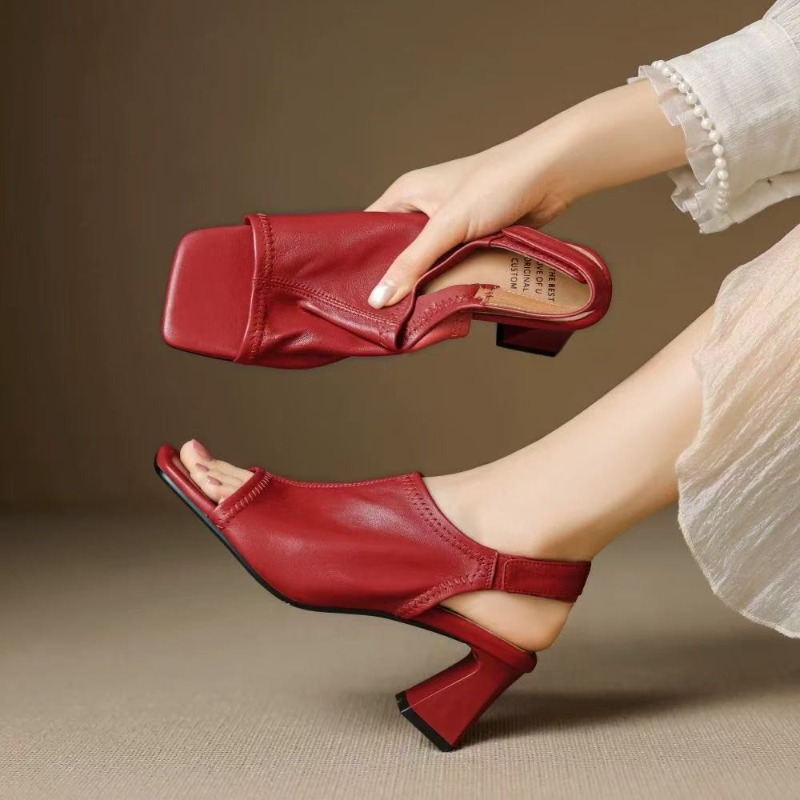 Casual Sandal Leather - French Style Ultra Soft Leather Square