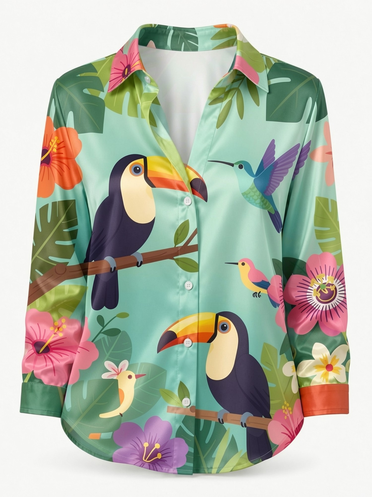 Mint Toucan Satin Button Shirt - Resort Shirt Floral recension och pris