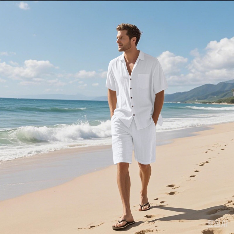 Men Linen Blend Camp Collar Sh - Linen Shirt Breathable recension och pris