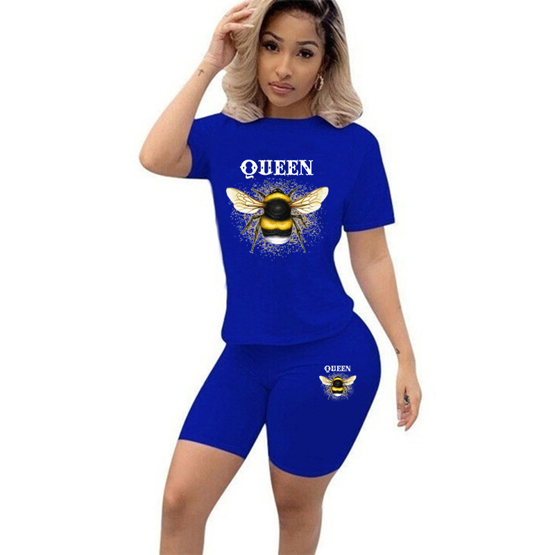Women Two Piece Set Summer Sho - Tee Graphic Print recension och pris