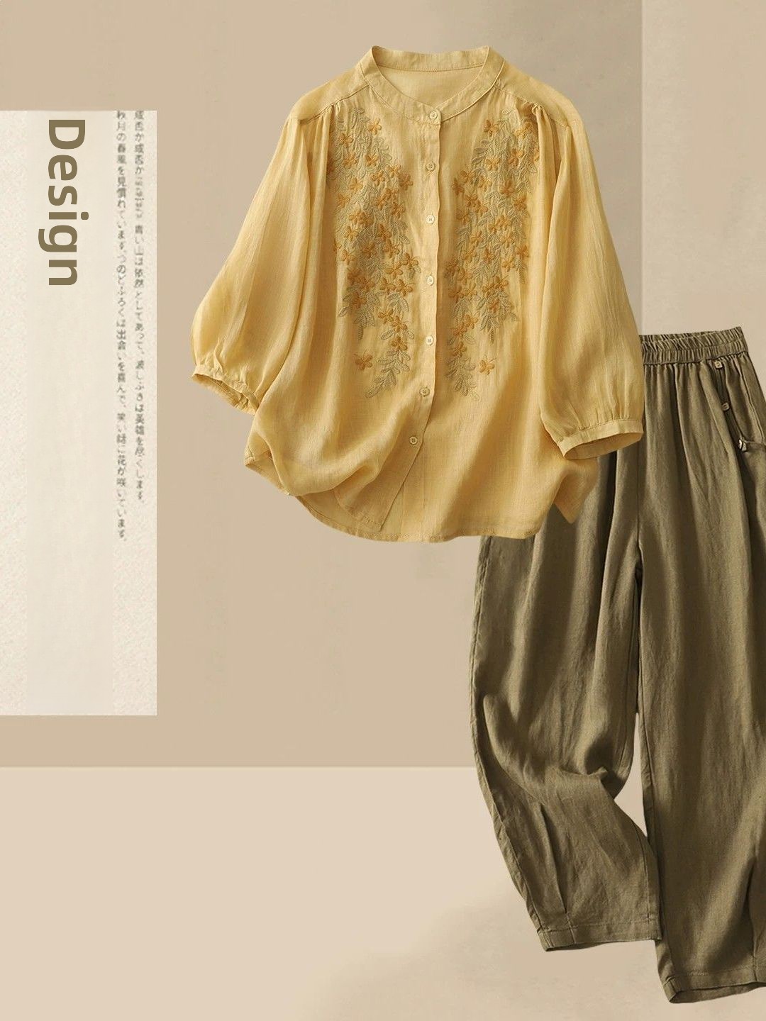 Summer Casual Cotton Linen Set - Linen Shirt Breathable recension och pris