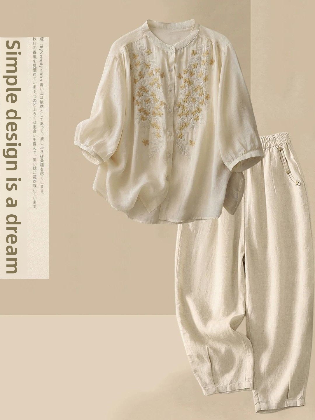 Summer Casual Cotton Linen Set - Linen Shirt Breathable recension och pris
