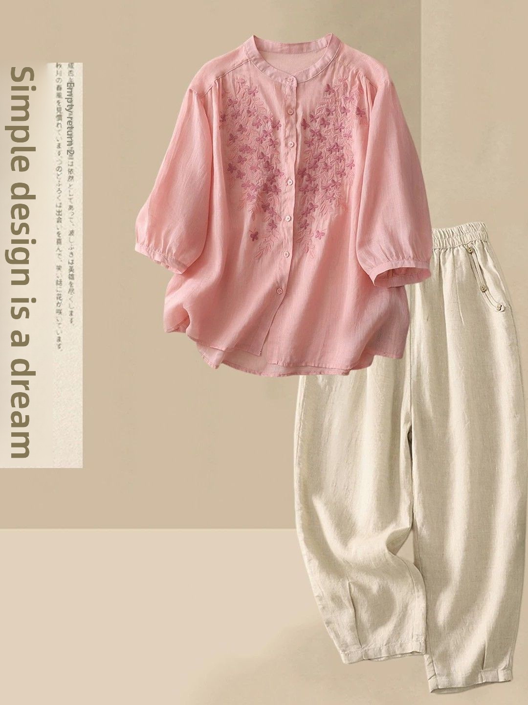 Summer Casual Cotton Linen Set - Linen Shirt Breathable recension och pris
