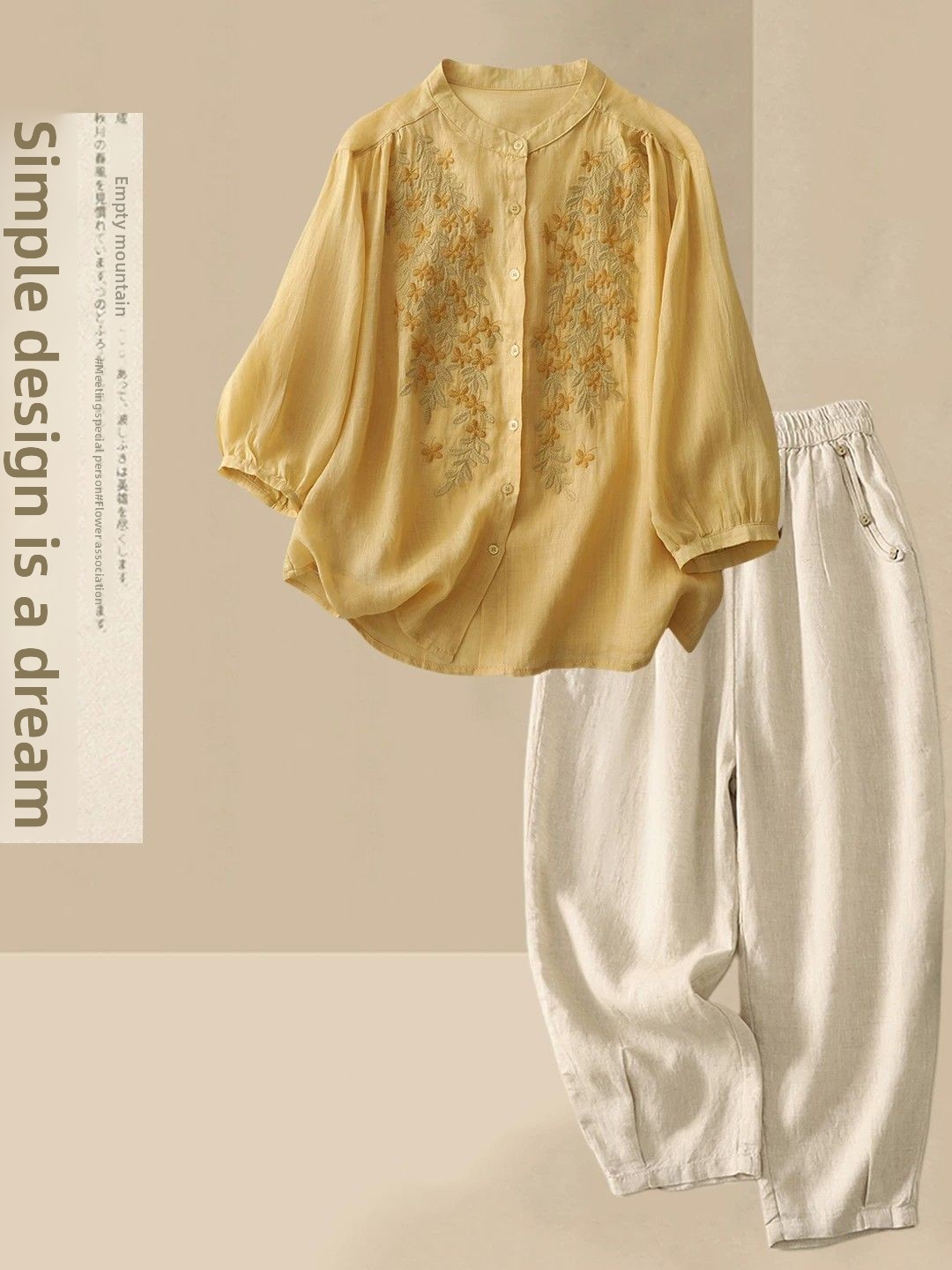 Summer Casual Cotton Linen Set - Linen Shirt Breathable recension och pris