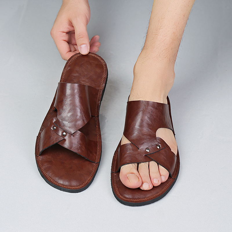 Handmade Leather Slippers Men  - Flip Flop Leather Men recension och pris
