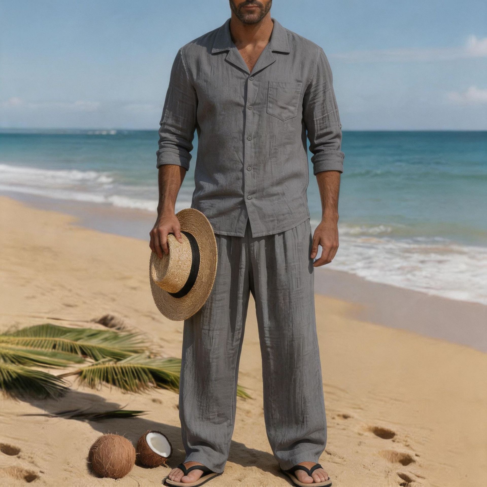 Linen Men's Casual Loose Breat - Linen Shirt Breathable recension och pris