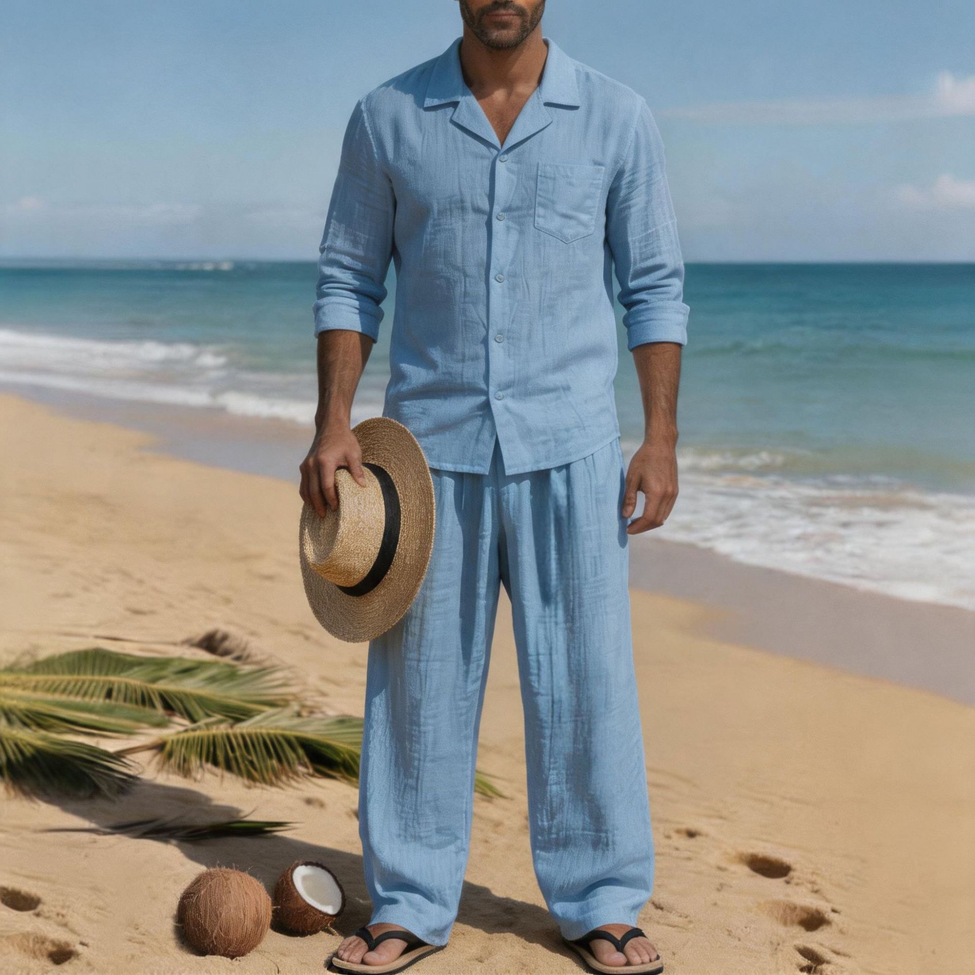 Linen Men's Casual Loose Breat - Linen Shirt Breathable recension och pris